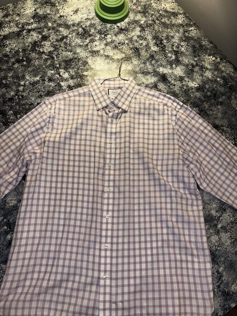 MINT CHARLES TYRWHITT SHIRT 17 1/2" X 35” Lavender Check Fresh Dry Cleaned
